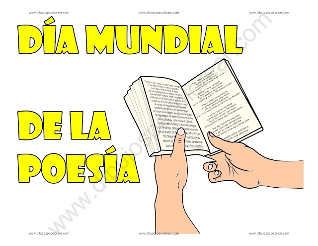 Día Mundial de la Poesía dibujo a color y para colorear